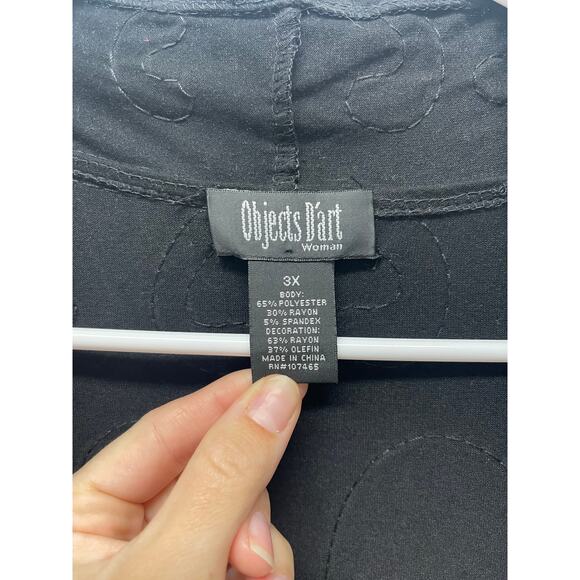 Embroidered Open Front Cardigan long sleeve flowy boho black size 3X - Picture 2 of 6